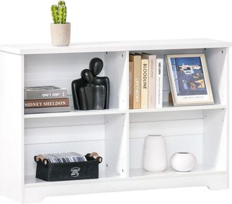 HOMCOM Homcom - Simple Modern 4-Compartment Low Bookcase w/ Shelves Cube Display Office