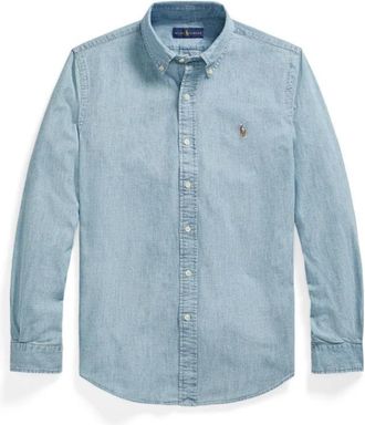 Ralph Lauren Custom Fit Chambray Shirt - Heren - Spijkeroverhemden - Blauw - M - Katoen - Overhemden