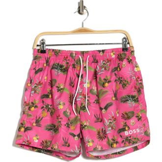BOSS Piranha Swim Trunks in Medium Pink at Nordstrom Rack, Size Xx-Large