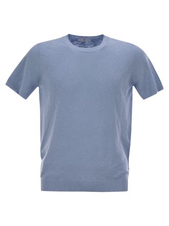 Tシャツ・カットソー PT TORINO Crew-neck short-sleeved cotton jersey Pt Torino Crew-Neck Short-Sleeved Cotton Jersey In Blue - 31
