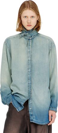 Diesel Shirt in marbled fluid denim - Denim Shirts - Woman - Blue