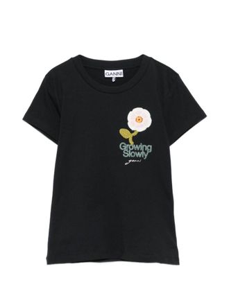 Ganni Black Graphics Crew Neck T-Shirt