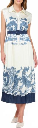 Current Air The Riyanna Pleated Dress In White