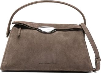 Benedetta Bruzziches Trapezoidal Brown Shoulder Bag With Adjustable Strap