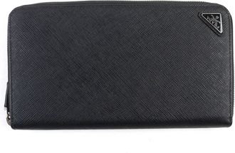 Prada Black Leather Long Wallet (Bi-Fold) (Pre-Owned)