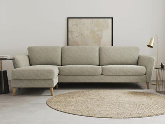 HOME AFFAIRE Ecksofa »MARSEILLE (279/152cm),L-Form, Rec. rechts/links, verschiedene Bezüge« Massivholzbeine Eiche, Landhausstil, Wellenunterfederung