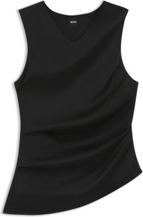 BOSS Asymmetric-hem top with stretch-silk front