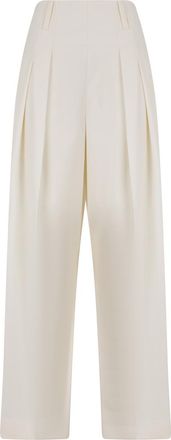 Victoria Beckham White Loose Pleated Pant