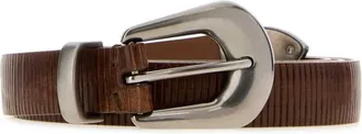 Brunello Cucinelli Cintur&oacute;n de Cuero Tallado - Accessories - Mujer - Marr&oacute;n - S