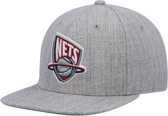 Mitchell & Ness Mens Mitchell & Ness Heathered Gray New Jersey Nets Hardwood Classics Team 2.0 Snapback Hat in Heather Gray at Nordstrom