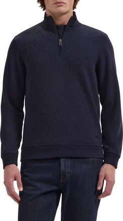 Bugatchi Quarter Zip Sweatshirt in Navy at Nordstrom, Size Xx-Large
