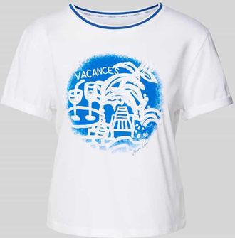 Marc Cain T-Shirt mit Motiv-Print in Weiss, Größe 34