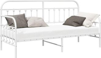 vidaXL Daybed Frame with Headboard White 80 x 200 cm Steel vidaXL