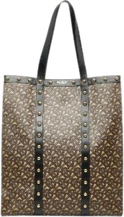 Burberry Pre-owned Tote Bags, female, Brown, Size: ONE SIZE Pre-owned TB Monogram PVC Leather Tote Bag