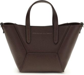 Brunello Cucinelli Bordeaux Calf Leather Bos Taurus Shoulder Womens Bag