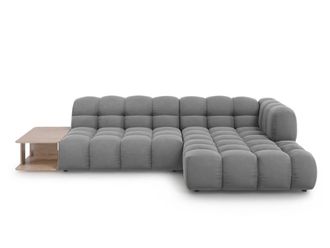 Cosmopolitan Design Sof&aacute; esquinero modular derecho 4 plazas de terciopelo gris claro