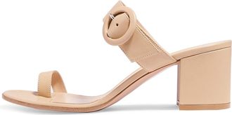 Generic Beige,3.5 UK,Womens Flip-Flops Pumps Buckle Strap High Block Chunky Heels Slip-On Mule Backless Slip On Dress Slides Sandals for Casual