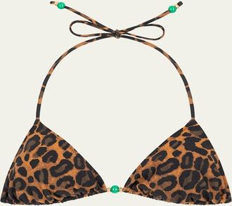 Fisch Leopard Petite Beads Bikini Top