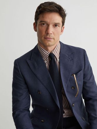 Reiss Navy Silk Knitted Tie