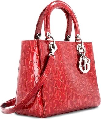 Dior Vintage Lady Dior Bag Ultimate Embossed Patent Medium satchel - Rood