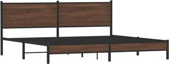 vidaXL Metal Bed Frame without Mattress Brown Oak 200x200 cm Vidaxl