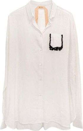 N&deg;21 embellished pocket white silk blend summer shirt Size L