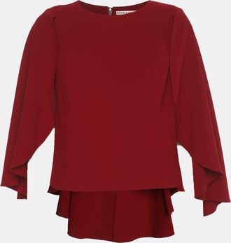 Alice & Olivia Alice + Olivia Red Crepe Babette Cropped Cape Top