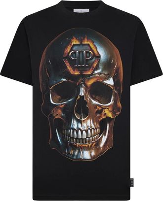 Philipp Plein Round Neck T-Shirt Lava Skull - Heren - T-shirts - Zwart - XL - Katoen - Tops