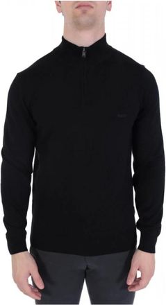 HUGO BOSS Ebenji Half-Zip Sweater - Heren - Coltruien - Zwart - 3XL - Wol - Truien & Vesten