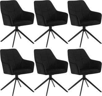 Woltu Woltu - Juego De 6 Sillas De Comedor Con Patas De Metal. Respaldo Y Asiento Giratorio. En Terciopelo Negro