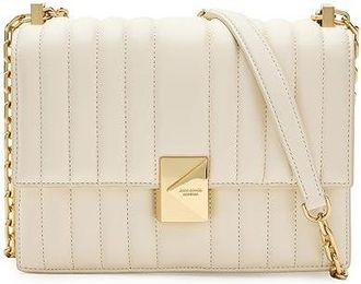Kate Spade New York Deco Quilted Leather Chain Shoulder Shoulder Womens Handbags Cashew Milk