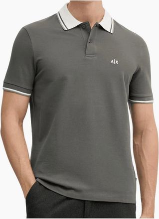 A|X Armani Exchange Mens Collar Logo Khaki Green Polo Shirt - Size: 40