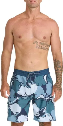 Quiksilver Boca Floral Board Shorts in Blue Nights at Nordstrom, Size 36