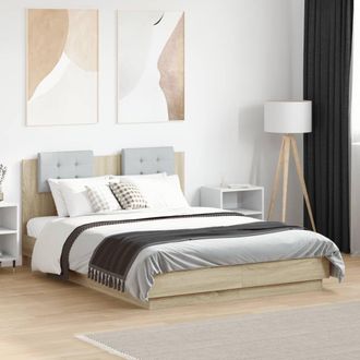 Berkfield Home Bed Frame without Mattress Sonoma Oak 135x190 cm Double in Brown