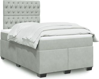 vidaXL Vidaxl - Cama Box Spring Con Colch&oacute;n Terciopelo Gris Claro 120x200 Cm
