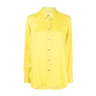 STUDIO NICHOLSON Bissett Classic Fitted Shirt - Dames - Blouses & Shirts - Geel - Maat: XS Katoen