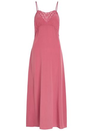 Chlo&eacute; Lace-trimmed Silk Midi Dress - Mauve - 40 (UK12 / M)