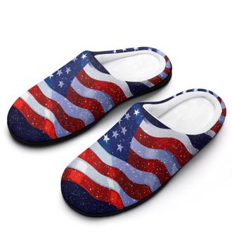 Generic State US Flag Womens Slippers Warm House Slippers Indoor House Shoes with Anti-Skid Rubber Sole