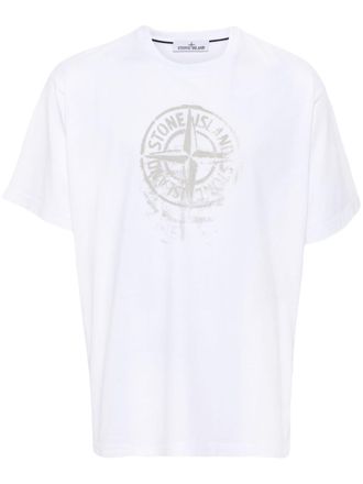 Stone Island Compass-print cotton T-shirt - White