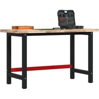 vidaXL Banco De Trabajo Madera Maciza Acacia Rectangular 140x60x83 Cm Vidaxl