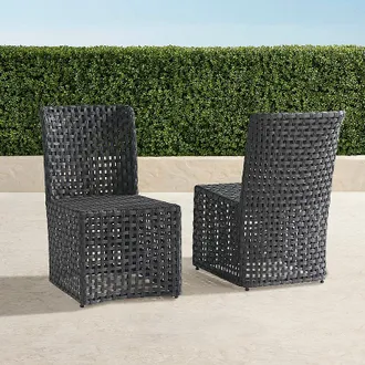 Frontgate Set of 2 Bowman Dining Side Chairs in Graphite Wicker - Frontgate