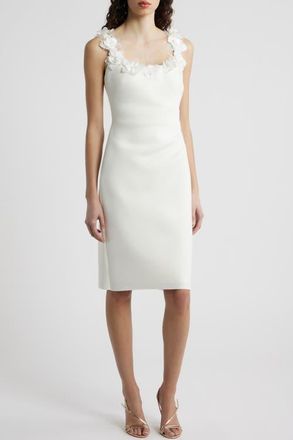 Eliza J Floral Ruched Cocktail Dress in Ivory at Nordstrom, Size 12