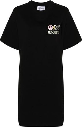 Moschino Logo-print Katoenen T-shirt Jurk - Dames - Korte kleedjes - Zwart - XS - Katoen - Kleedjes