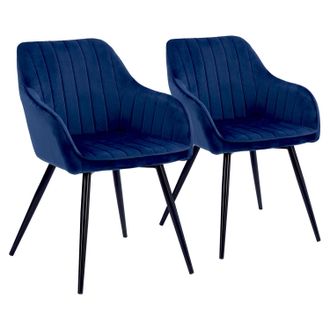 Happy Garden Juego De 2 Sillas De Terciopelo Azul Bertille