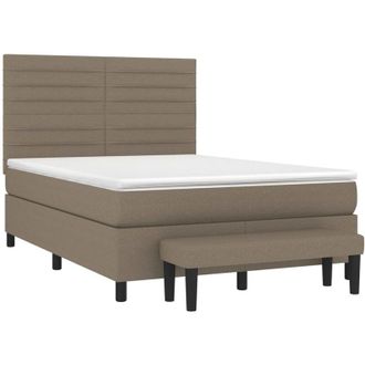 vidaXL Vidaxl - Cama Box Spring Con Colch&oacute;n Tela Gris Taupe 140x200 Cm