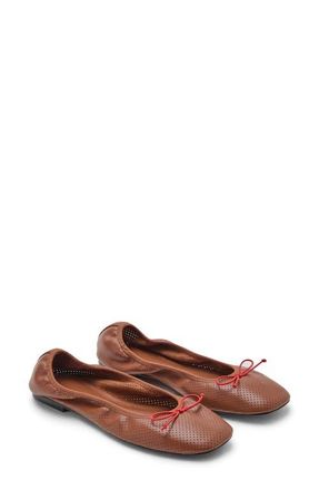 Mango Perforated Ballet Flat in Cognac at Nordstrom, Size 7.5Us