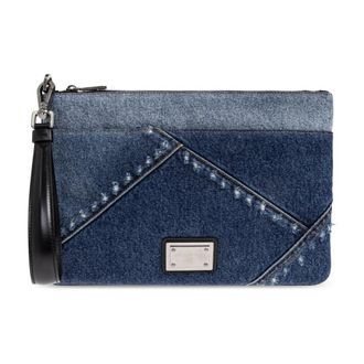 Dolce & Gabbana Clutches, female, Blue, Size: ONE SIZE Denim Patchwork Necessaire