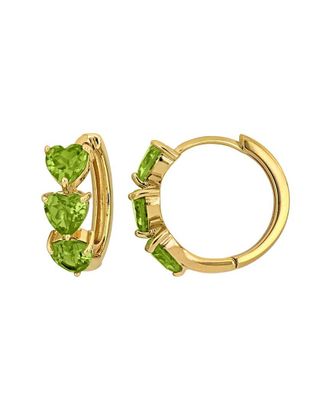 Rina Limor Gold Over Silver 3.00 Ct. Tw. Peridot Heart Hoop Earrings