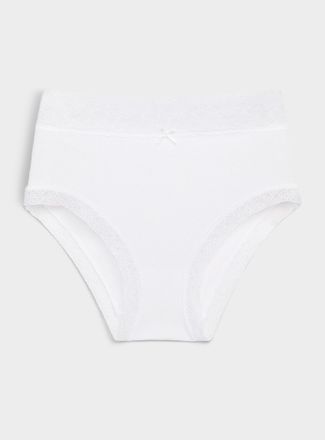 Miiyu Womens Lace trim high-waist bikini panty Organic cotton