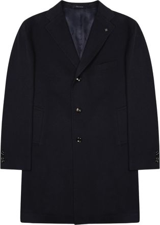 Tagliatore Bruce Structured Black Virgin Wool-Blend Coat